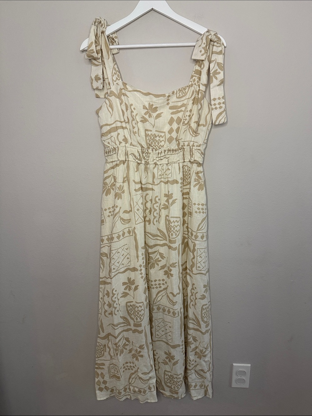 By The River Cream Floral Tie Shoulder Maxi Dress [BC0932]